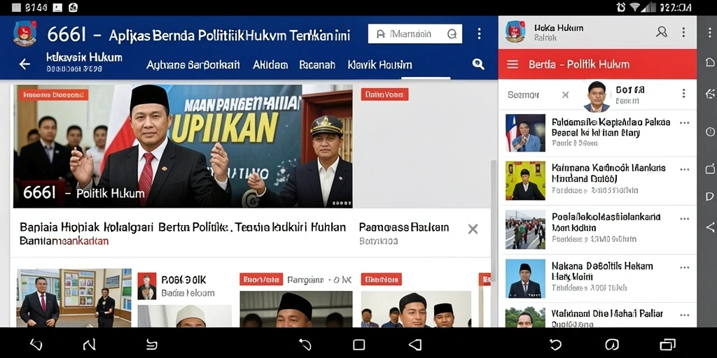 Tampilan antarmuka 666I dengan berita politik dan hukum terbaru.