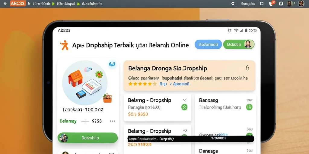Tampilan antarmuka ABC33 untuk transaksi dropship yang mudah.