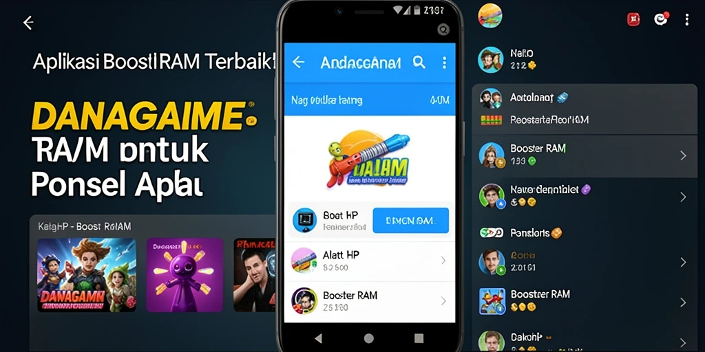 Tampilan antarmuka aplikasi DANAGAME untuk optimasi RAM.