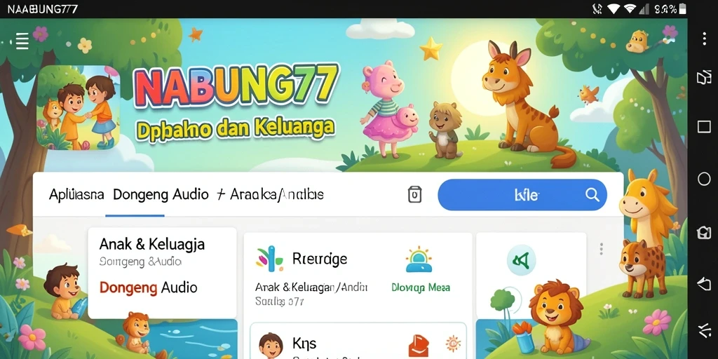 Antarmuka user-friendly aplikasi NABUNG77 untuk Dongeng Audio.