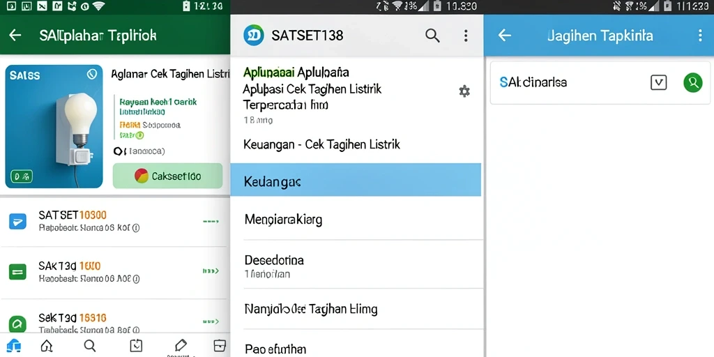 Antarmuka pengguna SATSET138 untuk cek tagihan listrik.
