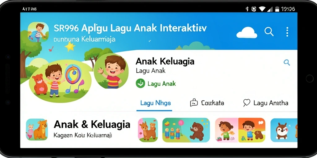 Antarmuka ceria dan interaktif dari aplikasi Lagu Anak.