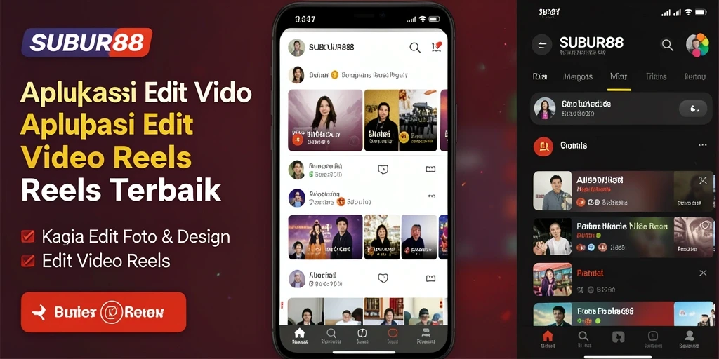 Tampilan antarmuka intuitif SUBUR88 untuk Edit Video Reels.