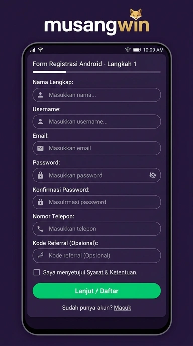 Cara Mudah Daftar Akun Musangwin untuk Android